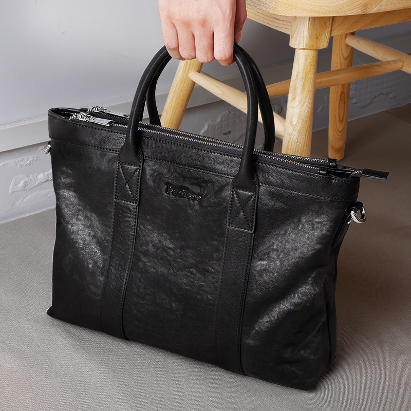 Leather Briefcase - Leather upper cowhide handbag for men,