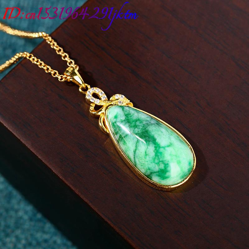 Natural Jade Water Drop Pendan - Gold Plated Jewelry review and price