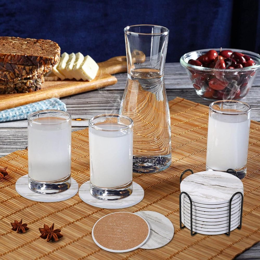6-Piece Absorbent Coaster Set, - Marble Coaster Set review and price