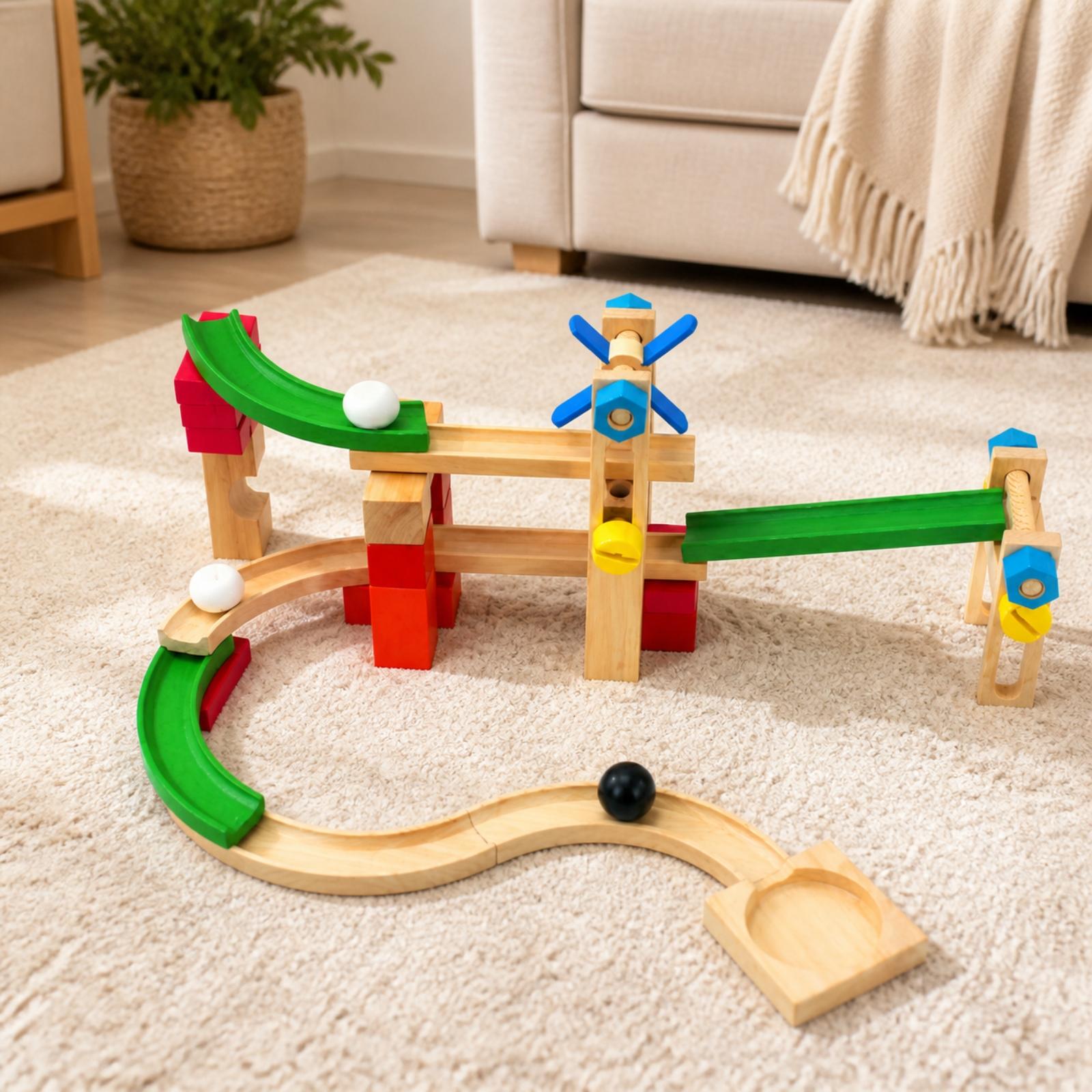 Wooden Marble Run Track for Ki - Marble Coaster Set review and price