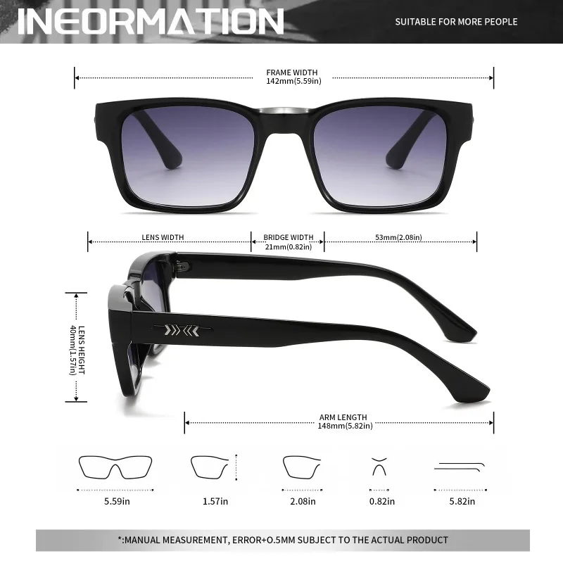1/3PCS Fashion Square Rivets G - Sunglasses Uv400 review and price