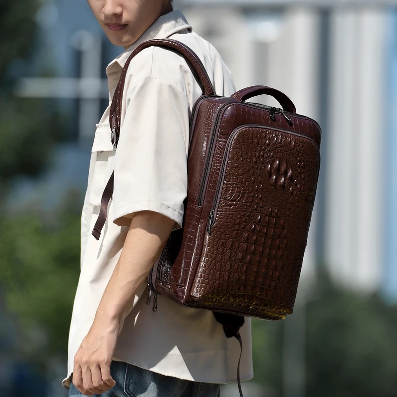 New Men's Crocodile Patterned  - Leather Briefcase review and price